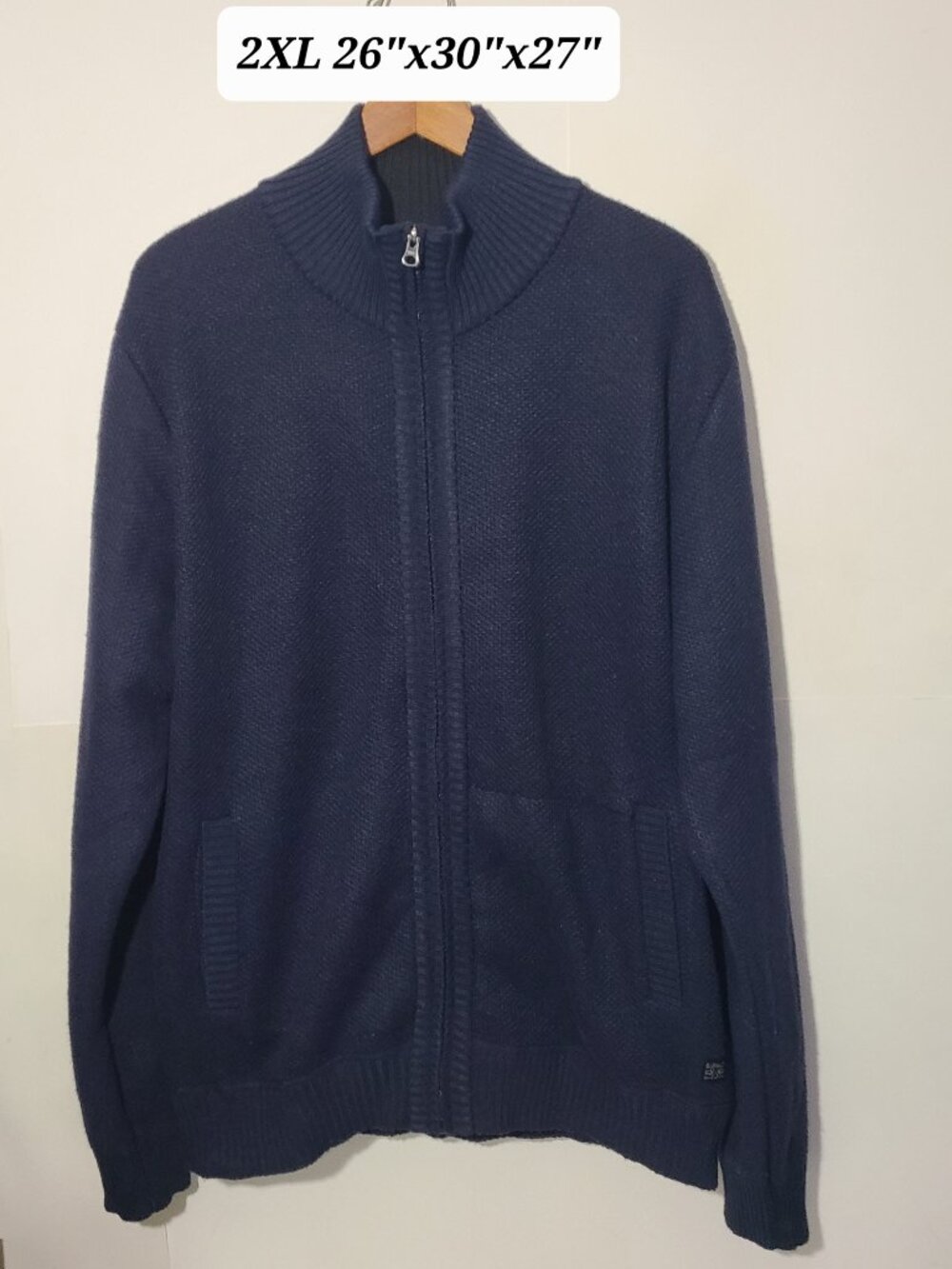 Buffalo David Bitton Men’s Fleece Lined Full Zip Navy Blue 2XL Sweater NWT